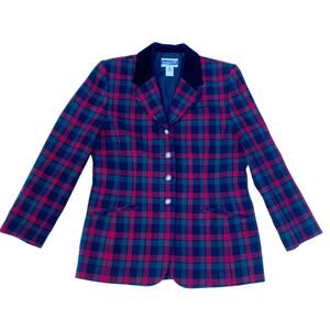 Vintage Pendleton Plaid Wool Blazer Red Green Black Womens Size 10 Christmas